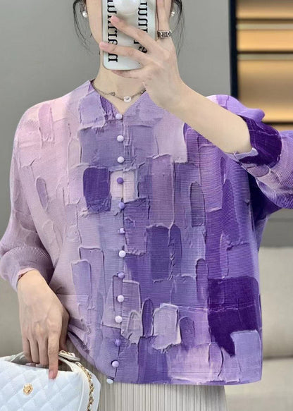 Pink Wrinkled Button Pockets Blouses Fall