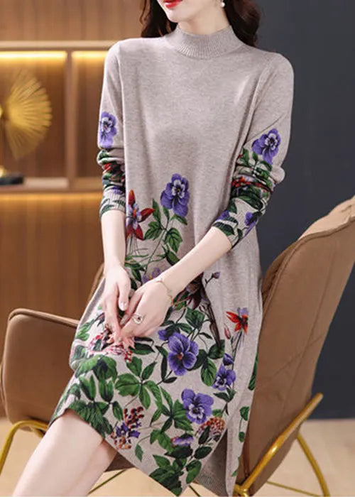 Camel Side Open Cozy Wool Knit Dressturtleneck Spring