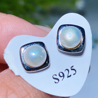 7-12mm Silver Crystal Stud Earrings for Healing & Balance