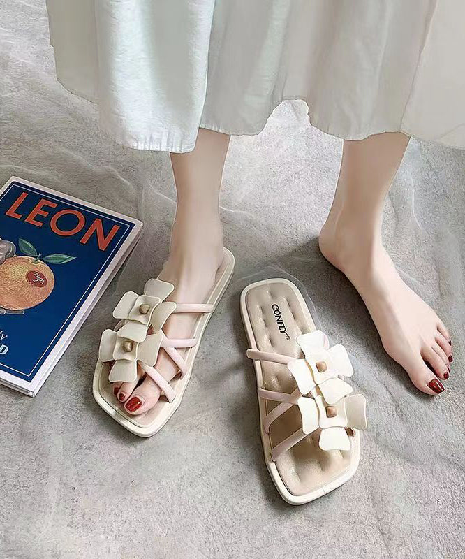Pink Stylish Hollow Out Splicing Slide Sandals