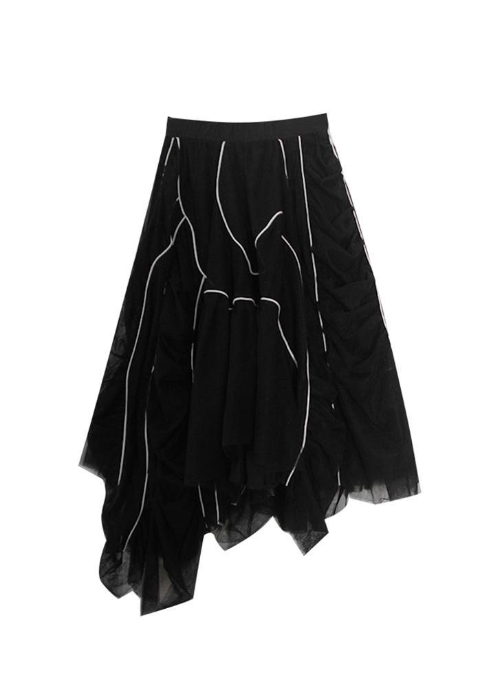 Natural Black Cinched Striped Skirts Summer