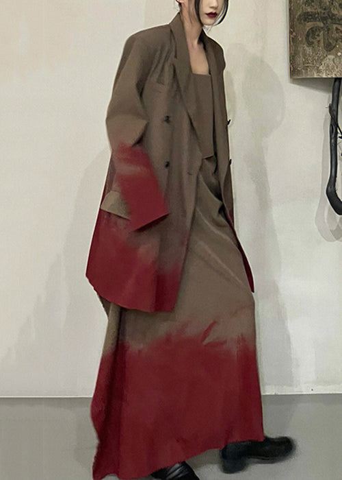 Halo Dyeing Button High Waist Cotton Two Pieces Set Fall