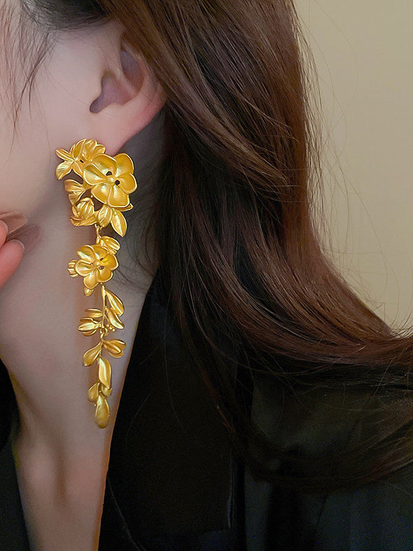 Flower Shape Geometric Color Drop Earrings