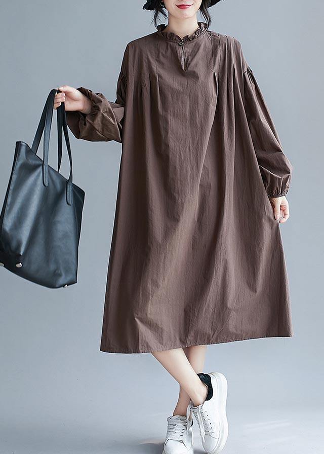 Unique Chocolate Clothes Ruffled Baggy Robes Dress