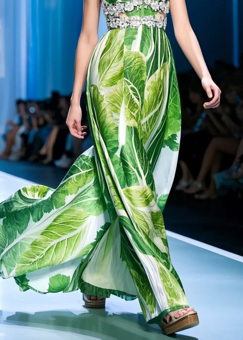 Chinese Cabbage Print Chiffon Vestidos Dress Summer