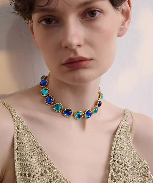 New Original Metal Gemstone Choker