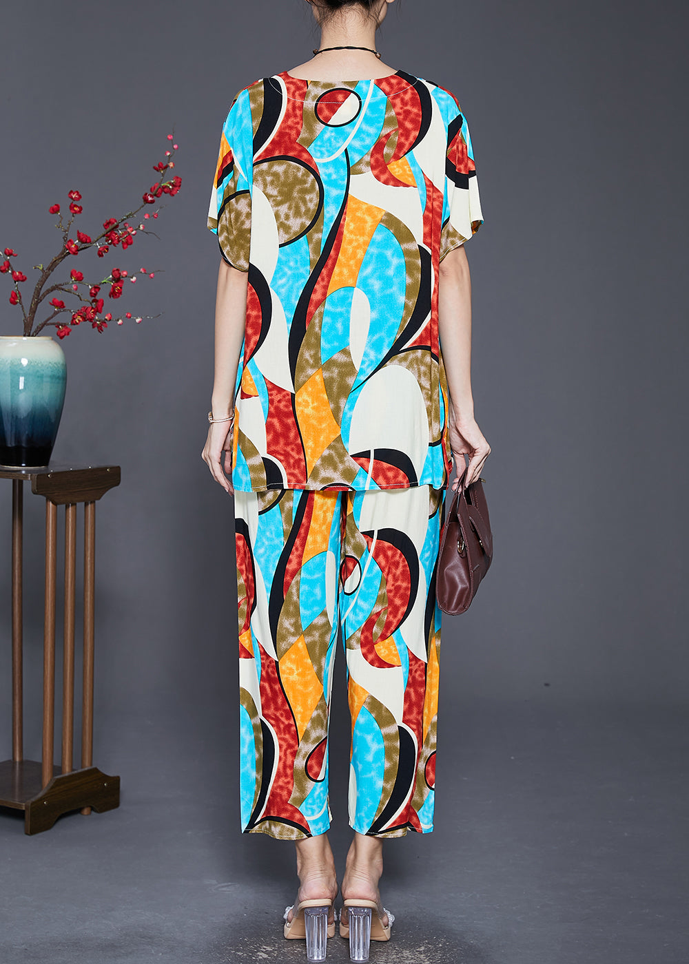 Oversized Print Cotton Two Pieces Set Summer