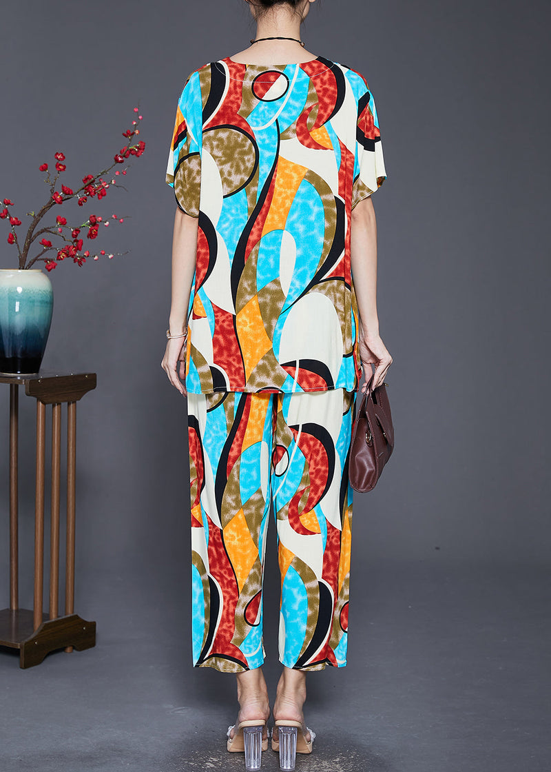 Oversized Print Cotton Two Pieces Set Summer