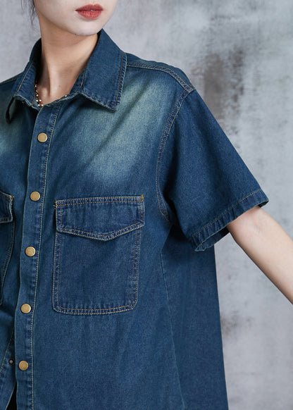 Modern Navy Oversized Denim Sets 2 Pieces Summer