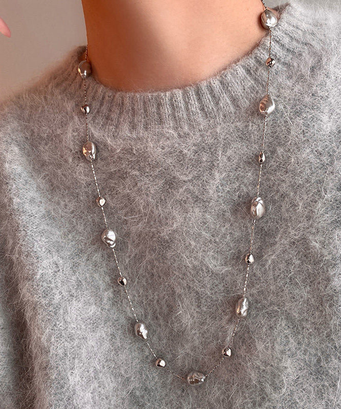 Silk Asymmetric Pearl Adjustable Copper Necklace