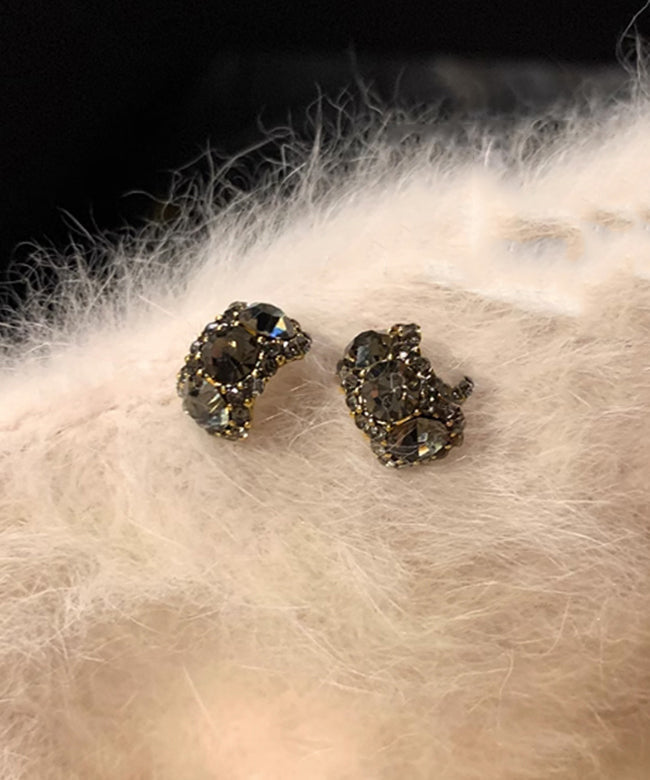 Black Sterling Silver Zircon Stud Earrings