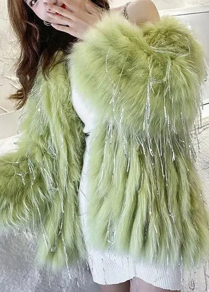 Unique Pink Tasseled Zircon Raccoon Hair Coats Winter