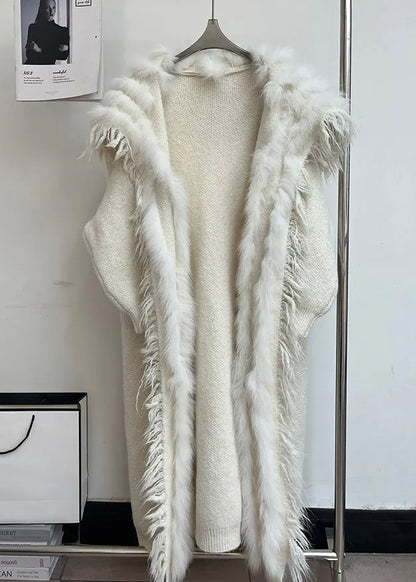 Beige Tasseled Pockets Patchwork Woolen Coats Sailor Collar