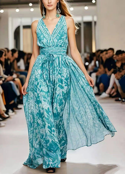 Organic Blue Print Exra Large Hem Chiffon Sundress Summer