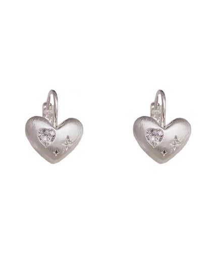 Simple Silk Copper Alloy Zircon Love Drop Earrings