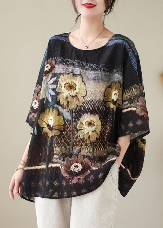 Colorblock O Neck Print Cotton T Shirt Half Sleeve