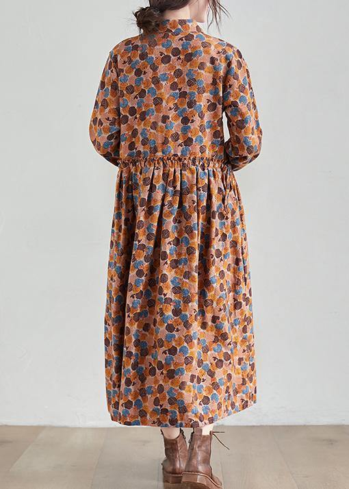 French Chocolate Print Long Lapel Cinched Traveling Spring Dresses