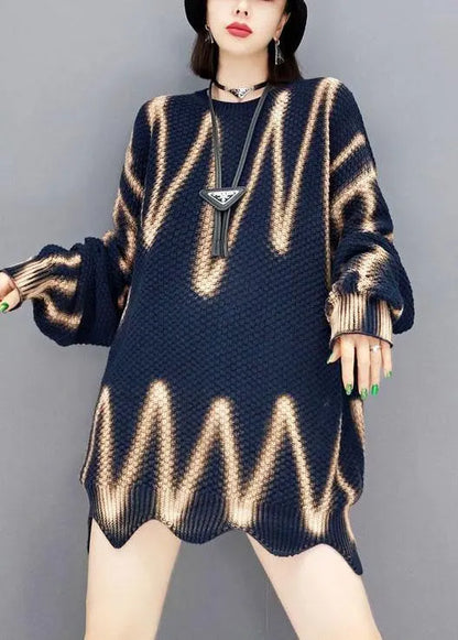 Navy My Heart Beats Long Sweater Top Knit Dress