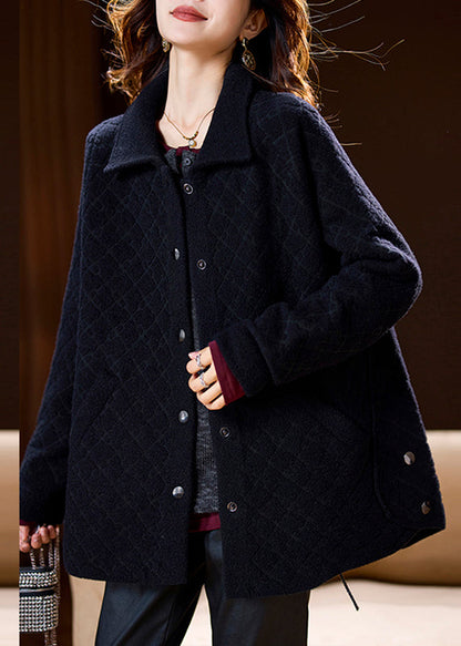 Simple Beige Pockets Button Woolen Coats Spring