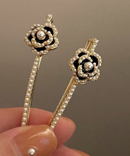 Art Gold Sterling Silver Alloy Zircon Pearl Hairpin
