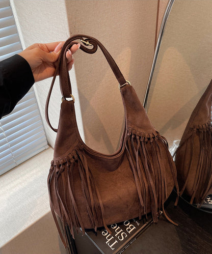 Tasseled Durable Suede Velour Messenger Bag