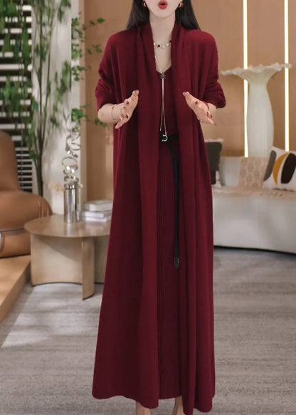 Loose Coffee V Neck Knit Two Pieces Set Winter