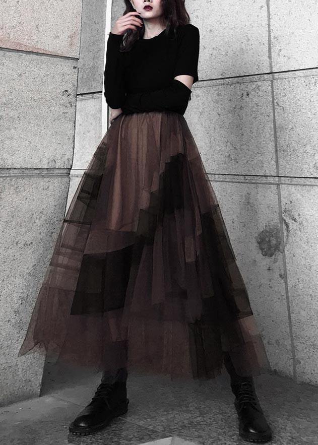 Color Block High Waist Tulle Skirt Summer