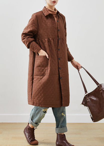 Brown Oversized Fine Cotton Filled Winter Coats