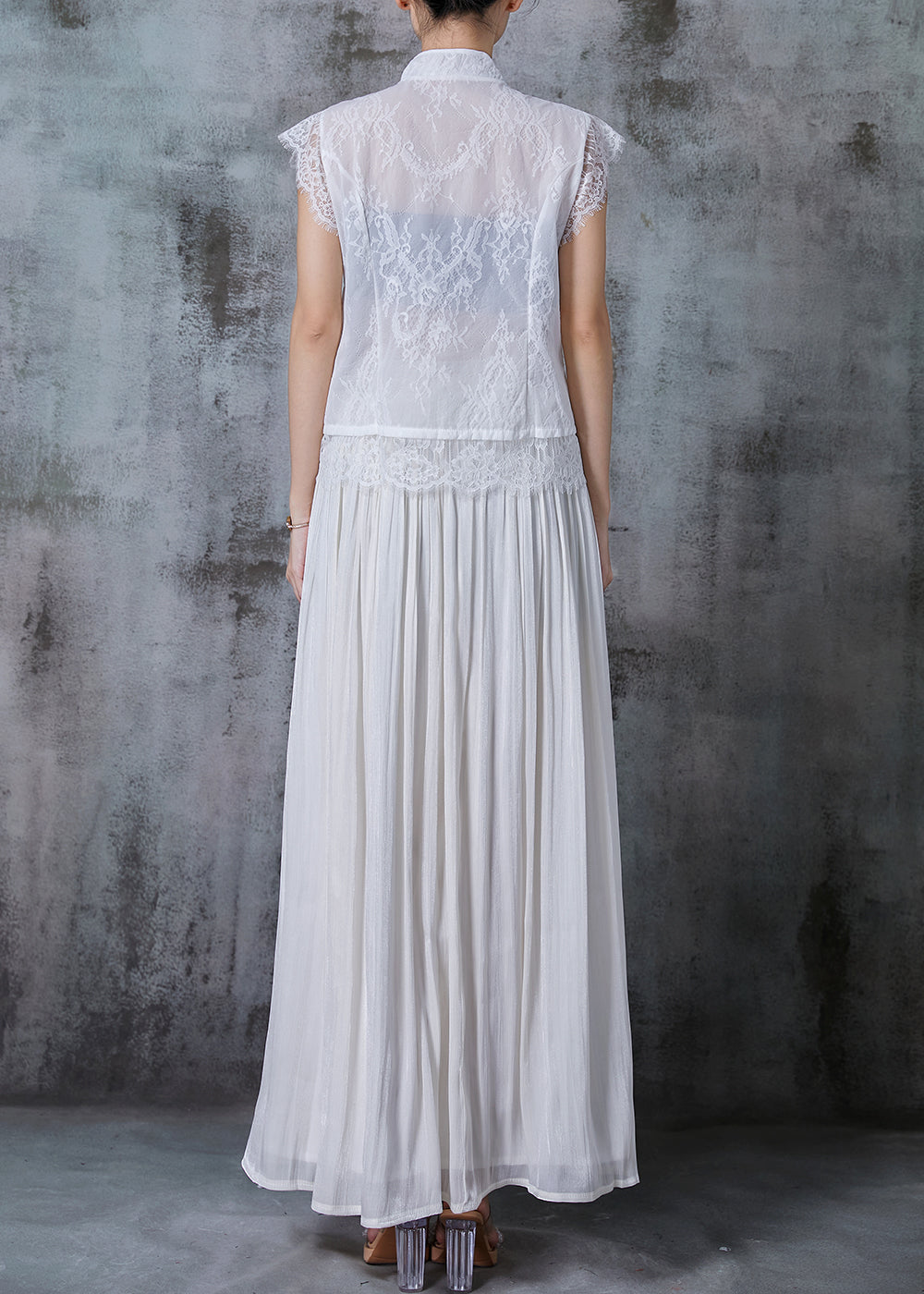 Diy White Tasseled Patchwork Lace Chinese Style Two Piece Set Summer
