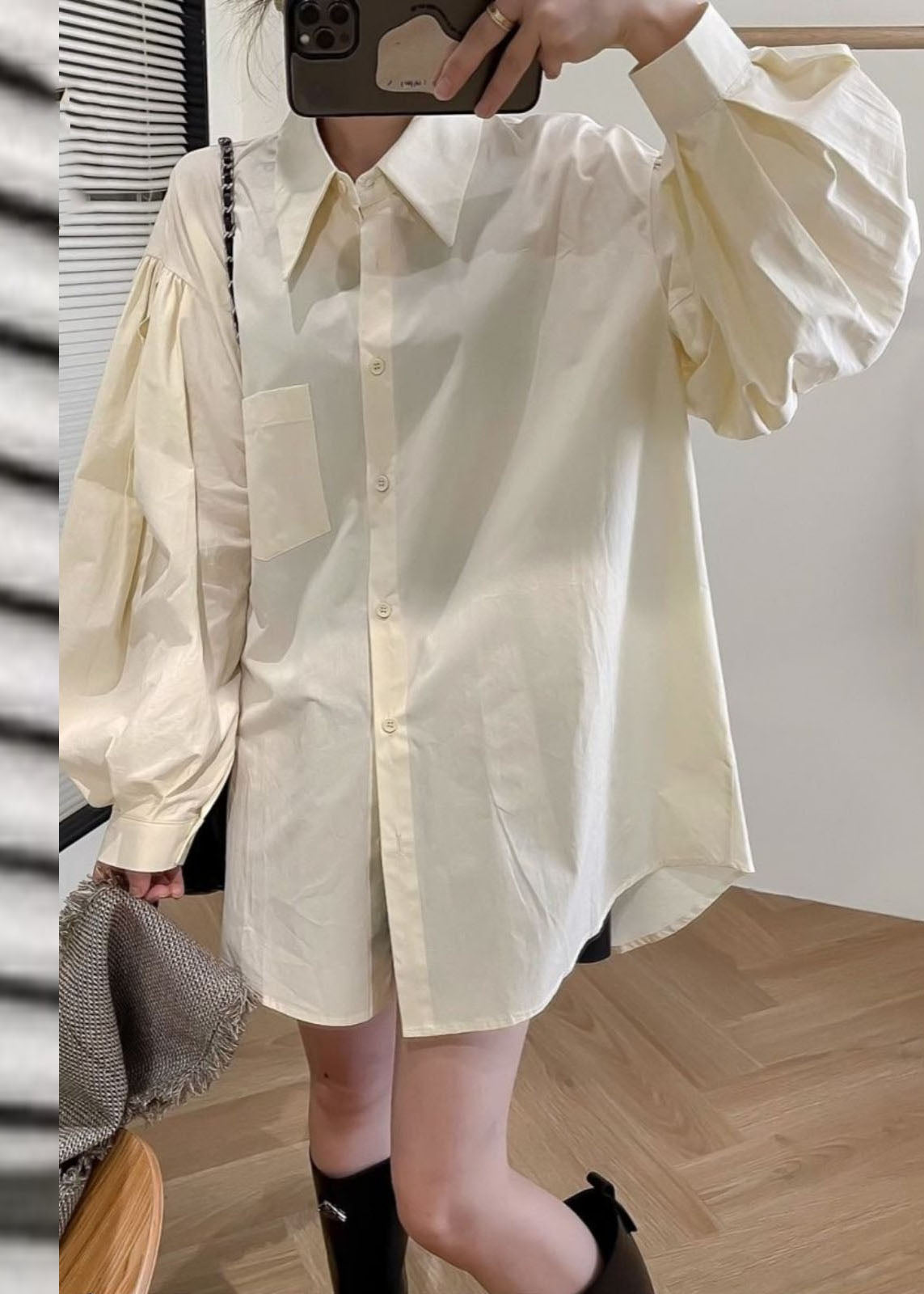 Yellow Peter Pan Collar Button Shirt Top Long Sleeve