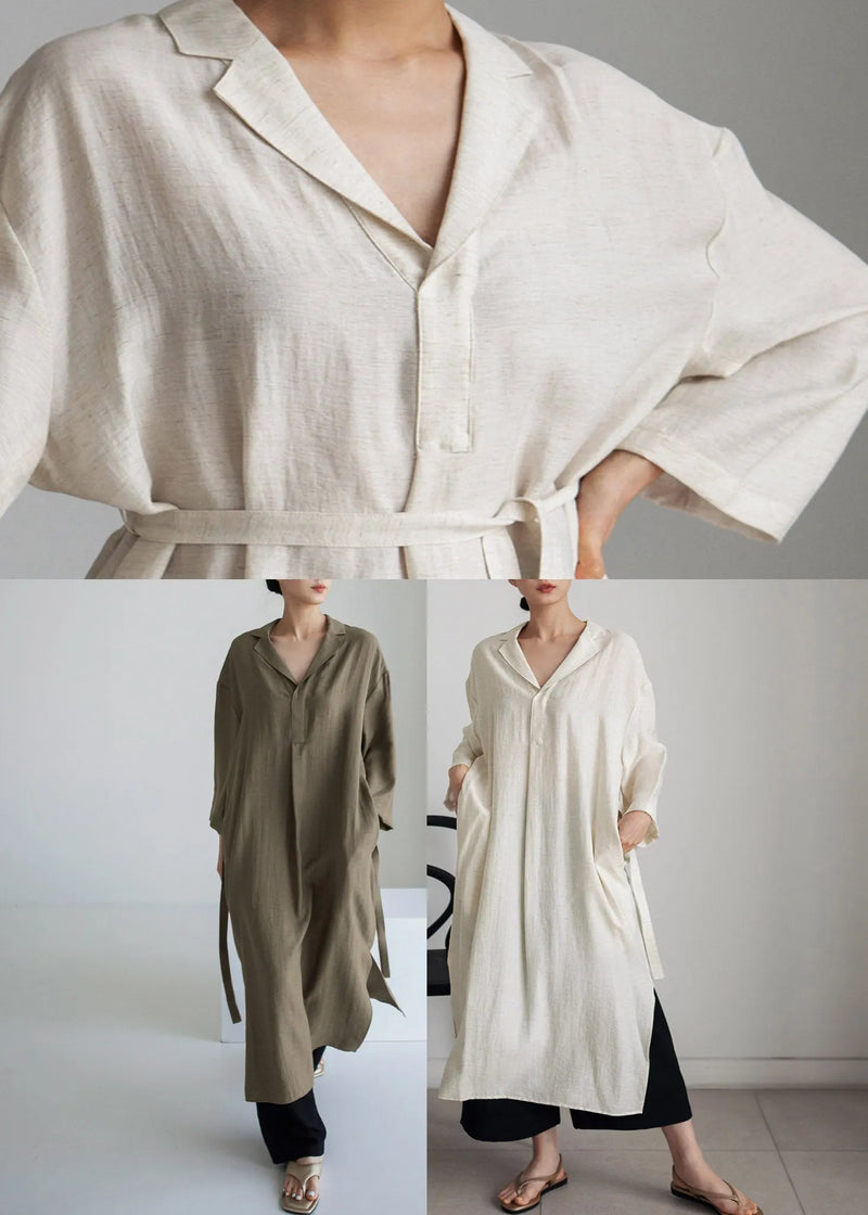 Grey Peter Pan Collar Pockets Asymmetrical Dress Long Sleeve
