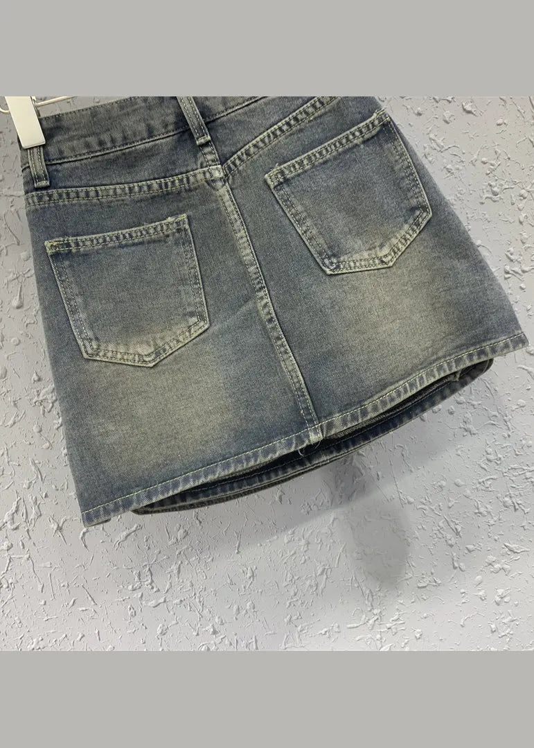 New Blue High Waist Denim Short Skirt Autumn