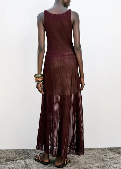 Fitted Mulberry Coat and Dress Cotton Two-piece Set Summer