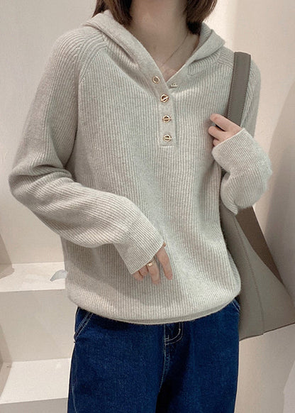 Rose Versatile Hooded Knit Top Spring