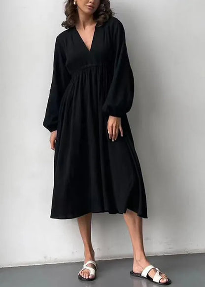 White V Neck Cotton Pajama Dress Fall