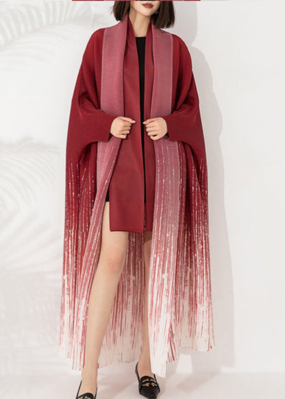 Gradient Coffee Loose Cardigans Batwing Sleeve