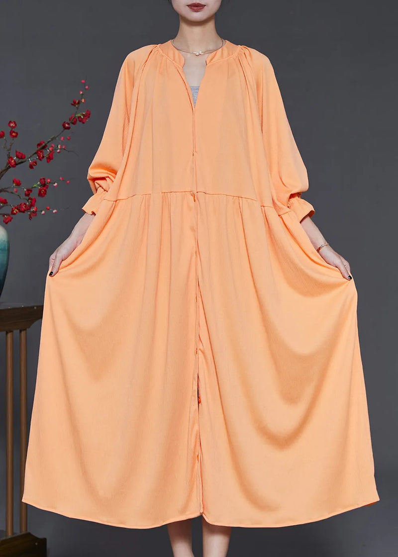 Orange Oversized Chiffon Holiday Dresses Lantern Sleeve