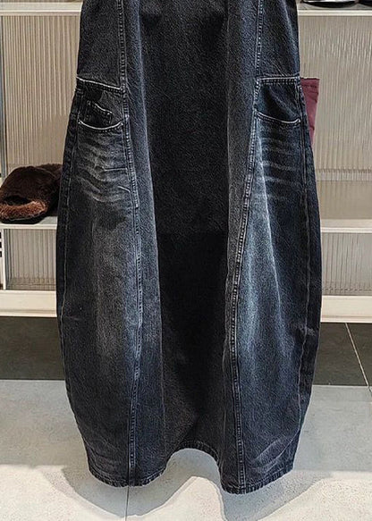 Black Original Design Pockets Long Dress Sleeveless