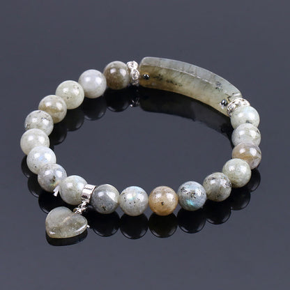 Natural Quartz Love Heart Healing Beads Bracelet 8mm