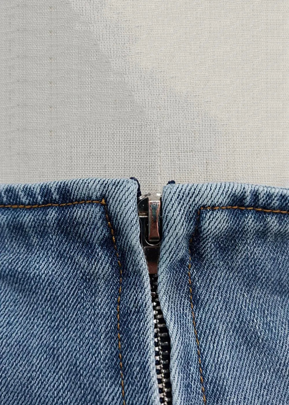 Blue Bow High Waist Denim Skirt Summer