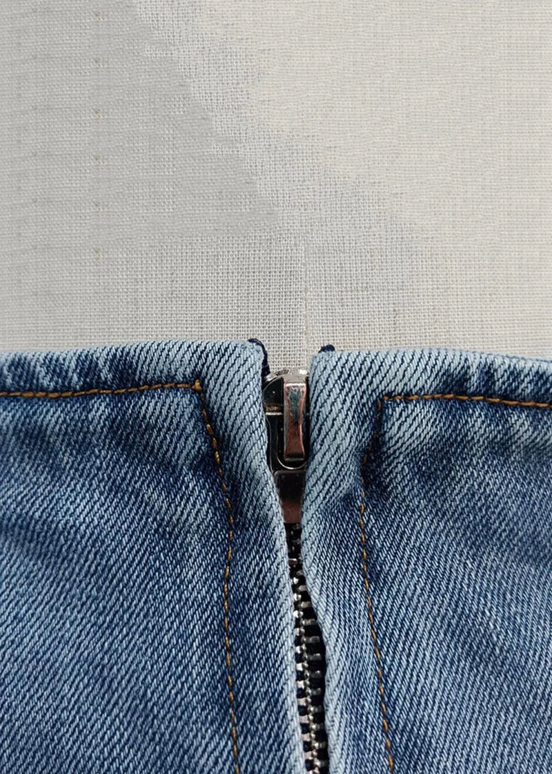 Blue Bow High Waist Denim Skirt Summer