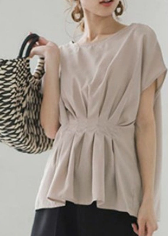 Nude Oversized Wrinkled Cotton Tank Tops Summer