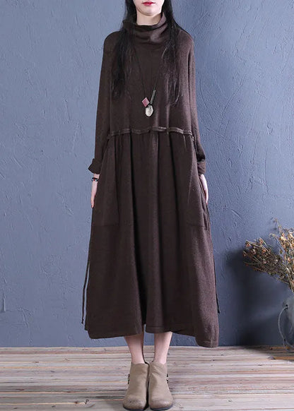 Chocolate Patchwork Knit Robe Dresses Spring
