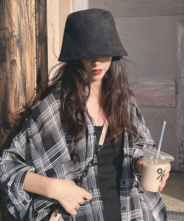 Black Patchwork Velour Cloche Hat