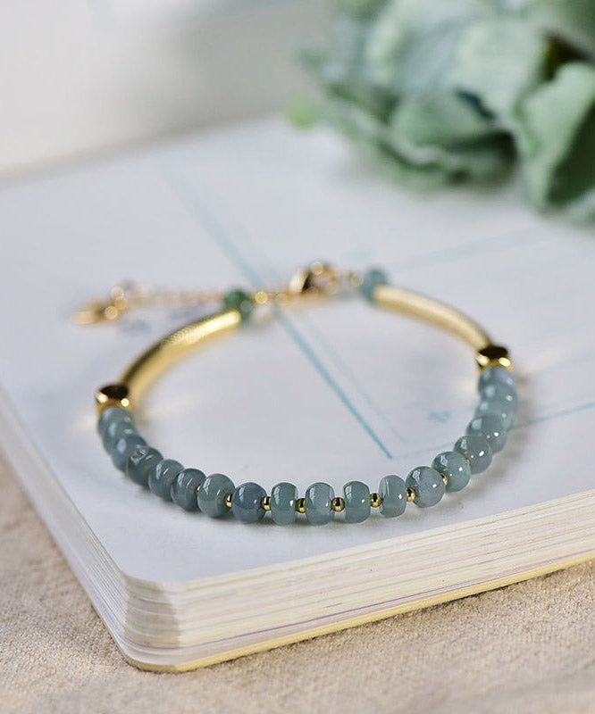 Boutique Blue 14k Gold Agate Chain Bracelet