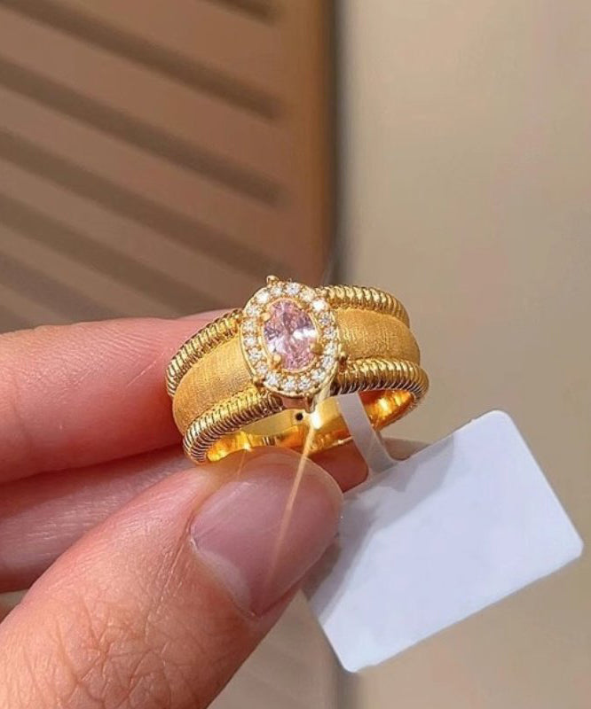 Gold Sterling Silver Overgild Zircon Open Rings