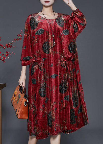 Mulberry Oversized Print Silk Velour Dress Fall