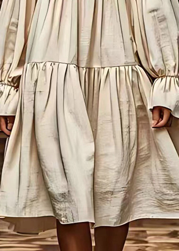 White Puff Sleeve Linen Long Dresses Summer