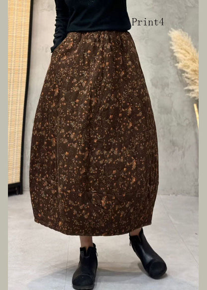 Print Elastic Waist Fine Cotton Filled Skirts Summer