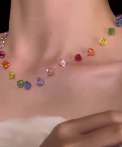 Rainbow Glass Beads Gratuated Bead Necklace